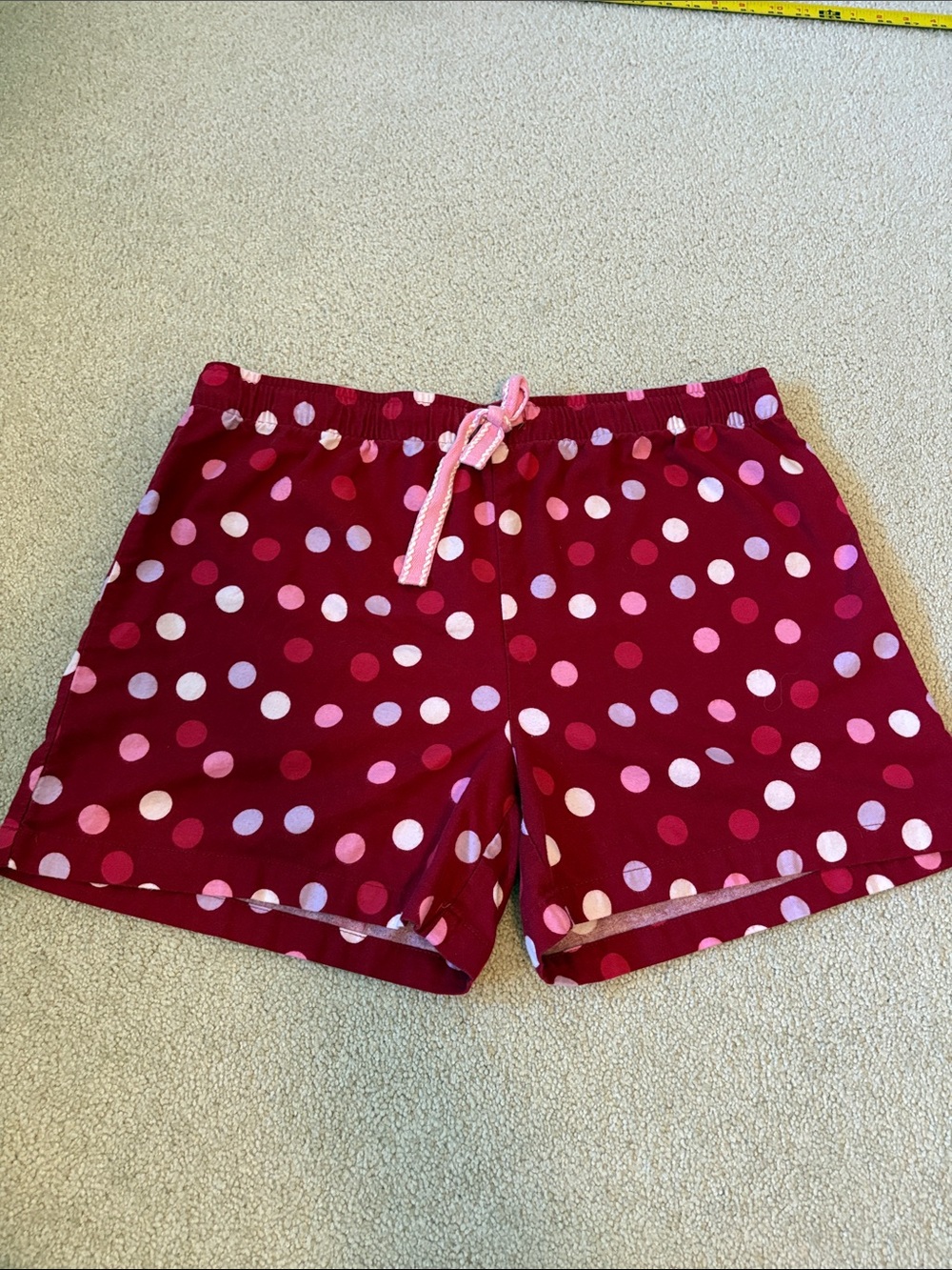 Women’s Polka Dot Drawstring Shorts - Red/Pink